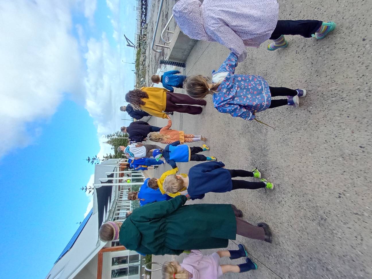 Children walking together on an excursion